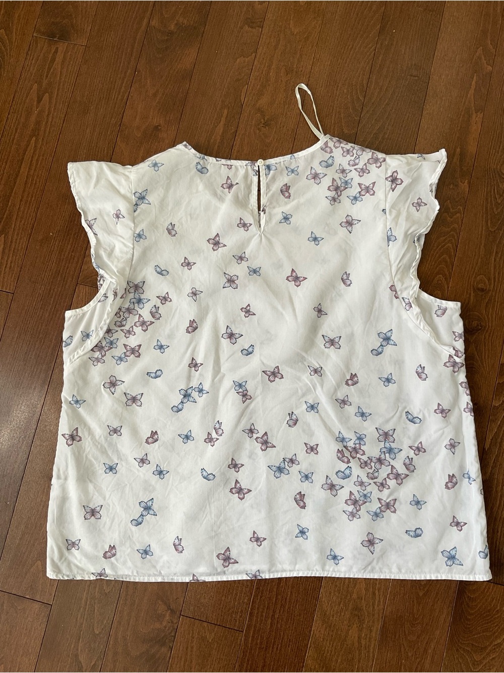 Simons White Butterfly Print Flutter Sleeve Camisole